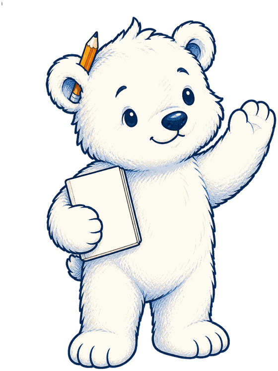 Paulio, FolioAI's study buddy, waving hello with a notebook under his arm
